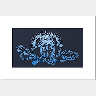 Sky of Blessings Ganesh Henna Design Posters and Art